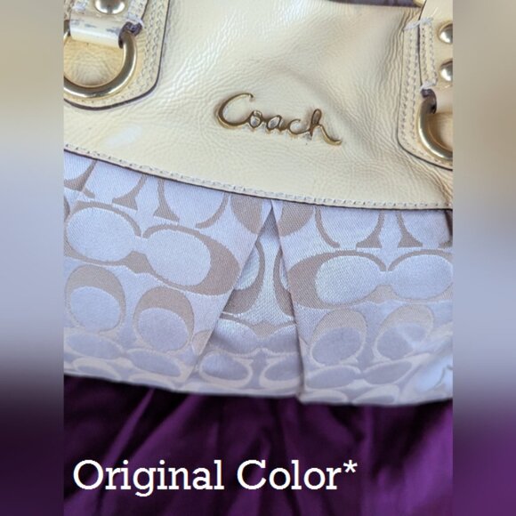 Coach F15510 Ashley Signature Jacquard Gold Brwn Leather Satchel/See descrip. - Picture 1 of 16